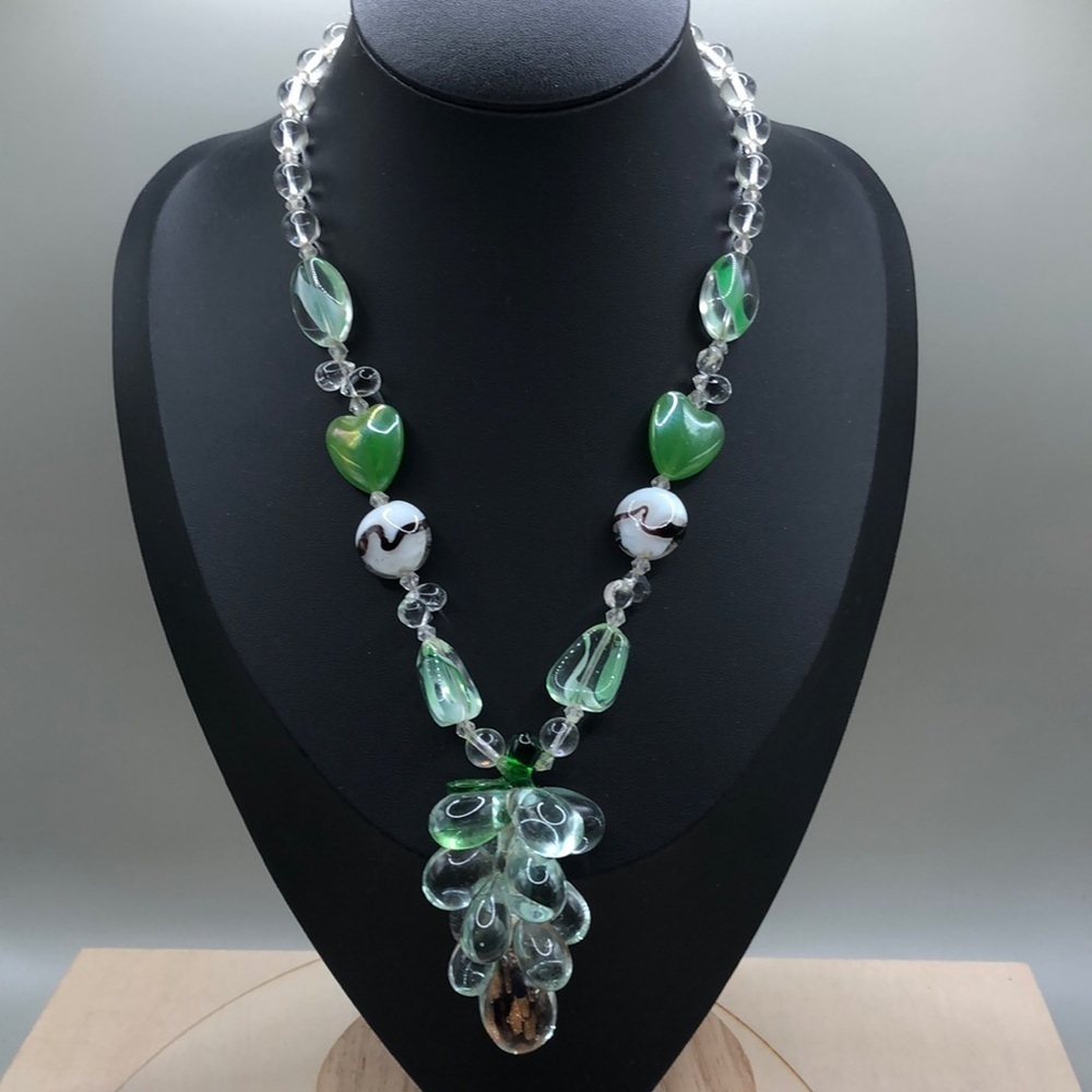 Artisan art glass statement style art to wear boho necklace.